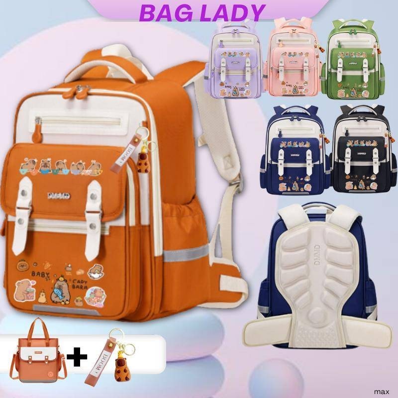 Balo đi học tiểu học Kapibara cặp học sinh túi đi học balo học sinh cấp 2 cặp học sinh cấp 1 ba lô đ