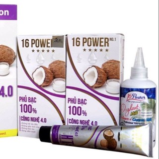  thuốc nhuộm tóc phủ bạc hương dừa nâu socola hạt dẻ phủ bạc màu thời trang cao cấp 16 Power 60ml AZ008 có oxy đi kèm 