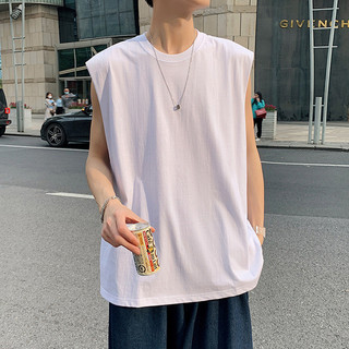 Áo Vest Nam Mùa Hè Rời Màu Trơn Áo Thun Không Tay Thể Dục Thể Thao Sinh Viên Top Rộng Vai Cắt Tay Áo Vest ins Influencer