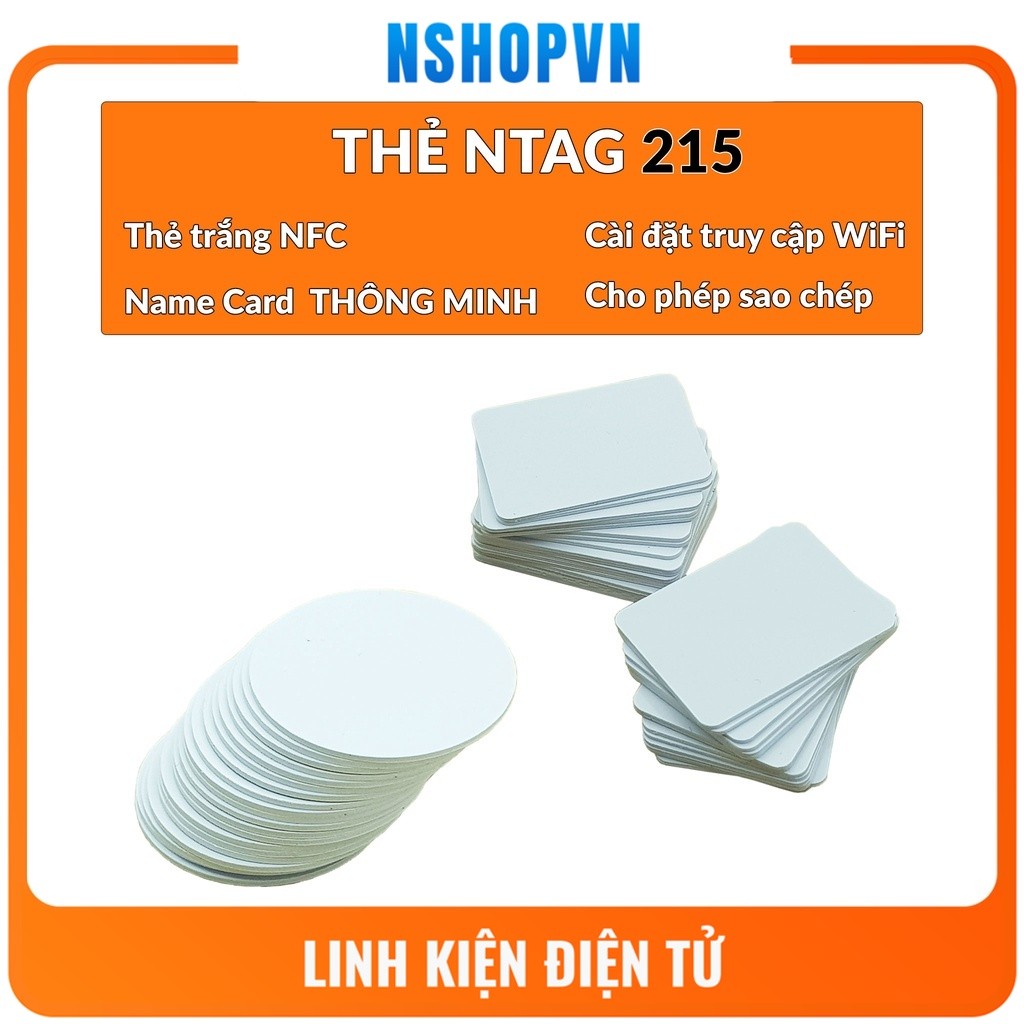 Thẻ NFC Ntag215 mini Tần Số 13.56 Mhz, dùng tạo thẻ cá nhân thông minh màu trắng, giả lập Amiibo, Me