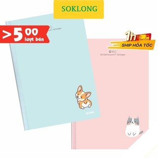 Vở B5 may dán gáy 120 trang caro 5x5 MS 835 Klong bìa màu Pastel VPPKLONG, sổ Klong Vở chọn màu