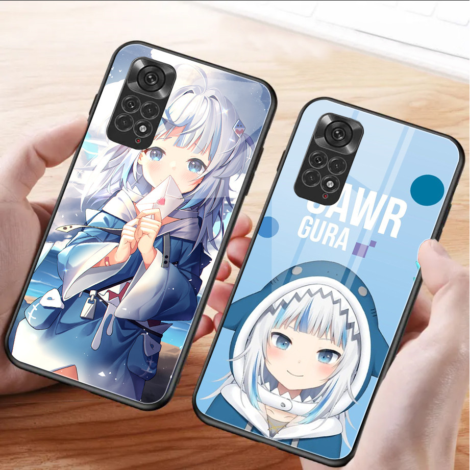 Ốp điện thoại kính cường lực Gawr Gura Hololive 02 cho Xiaomi Redmi Note 13 Pro Plus 12 4G 11 10 5G 