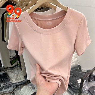 Áo Thun Cotton Nguyên Chất Thiết Kế Đơn Giản Thời Trang Mùa Hè 2023 Phong Cách Mới Cho Nữ