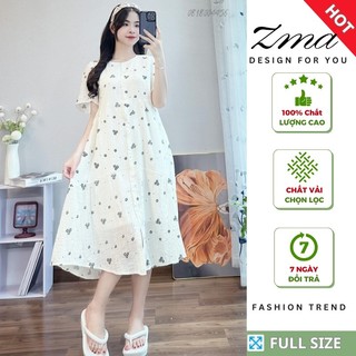 Đầm bầu xinh hoa nhí thiết kế 2 lớp có nút cài chất lụa tơ đi dự tiệc công sở dáng dài suông thời trang SK1
