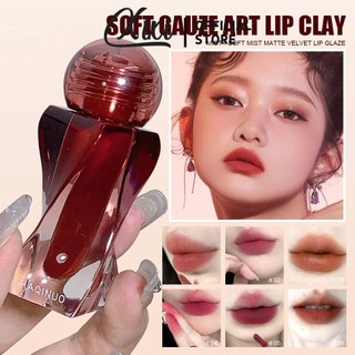 Shaqinuo Nhung Matte Lip Mud Soft Mist Lip Glaze Màu Cao Chống Thấm Nước Lâu Dài Son Dính 6 Màu Trang Điểm Môi