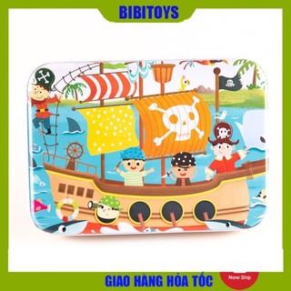 Tranh ghép gỗ 120 mảnh/miếng hộp sắt, gỗ puzzle dành cho bé từ 4-8 tuổi