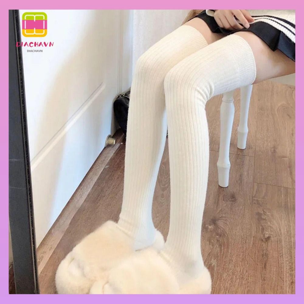 DIACHAVN Tất Dài Nữ Cotton Thoáng Khí Knitted Calf Socks Over Knee-High Fluffy Long Knee Sock