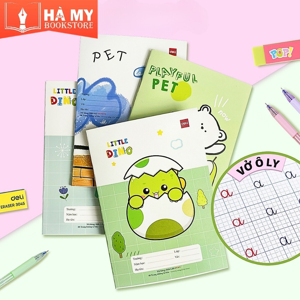 Tập Vở học sinh Deli A96-LID 96 Trang (ĐL 80gsm) Vở 4 ôly vuông