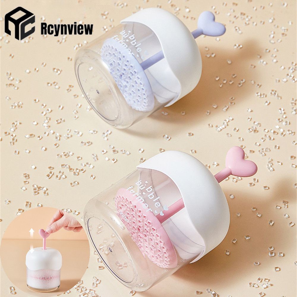 Trong Suốt Hình Trái Tim Tạo Bọt Máy Làm Sạch Da Mặt Bong Bóng Cựu Rửa Mặt Thiết Bị Tạo Bọt Chăm Sóc