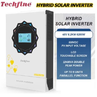 Biến tần HYBRID TECHFINE  lưu trữ 6.2KW 48V -BJ6248SMHBGQ -MÀN HÌNH LCD CẢM ỨNG | PV 60-500VDC Hiệu suất cao -Mẫu mơí