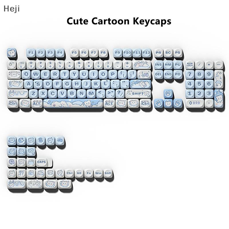 Heji 140 Phím Mèo Dễ Thương Thỏ Chó Con Gấu Chủ Đề Keycaps MOA Profile PBT Key Caps Kit Cho 61 / 87 