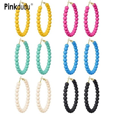 Vòng bông tai boho vintage màu acrylic hạt vòng tròn và hợp kim kẽm - Pinkdudu PD2328