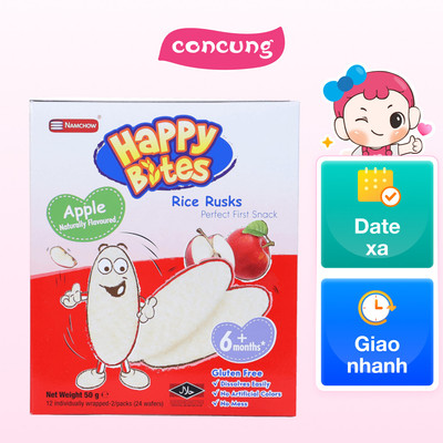 Bánh Gạo Ăn Dặm Cho Trẻ Em Happy Bites Táo 50g