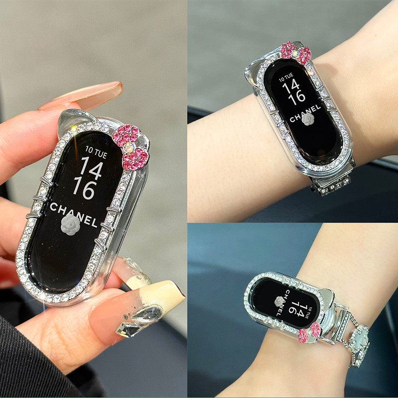 Ốp Bảo Vệ Rỗng Cho Xiaomi Smart Band 10 Band 9 Band 8 Bling Nữ Ốp Lưng Khung Bao Xiaomi Mi Band 10 9