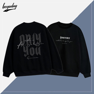 Áo sweater boy phố nam chất Đen form rộng thời trang thu đông áo khoác thư in hình Beeyanbuy local brand