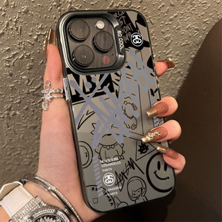  Ốp Điện Thoại Graffiti Mặt Cười Thương Hiệu Thời Trang Cho Redmi 14C 13 12 13C Note 14 13 12 11 Pro Plus Turbo 12S 11S 10 Pro Mạ Sang Trọng IMD Vỏ Bảo Vệ Cứng Chống Sốc 