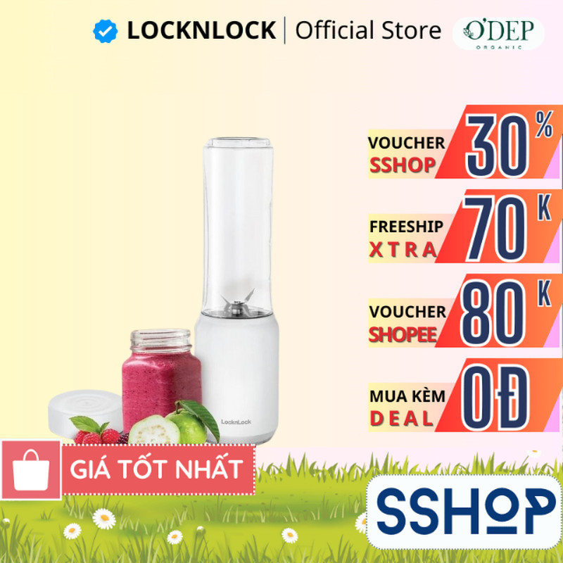 Máy xay sinh tố mini 280ml 150W Blender Locknlock  Chính hãng EJM433WHT  - SSHOP SSA
