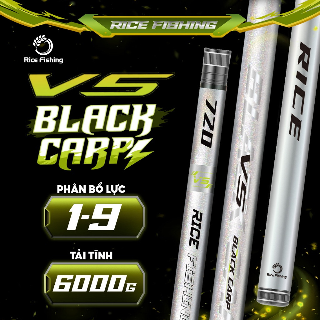 Cần câu đài săn hàng trắm đen V5 BLACK CARP RICE FISHING carbon 30T+40T CC-38
