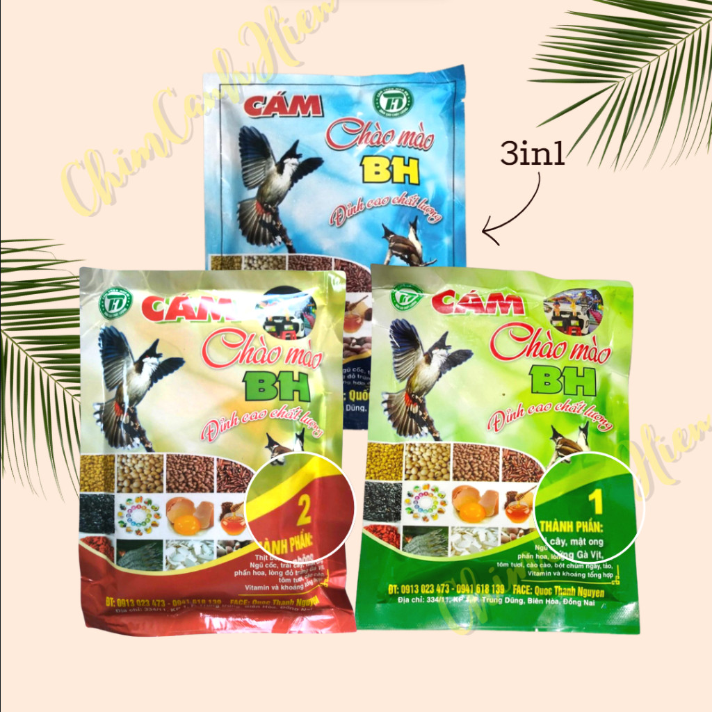 Cám Thức Ăn Chim Chào Mào Bh 3in1, Bh Số 1 Dưỡng, Bh Số 2 Đấu