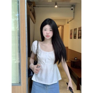 Kii Wii Mùa hè Mới Cổ Tròn Ngọt Ngào Ren Ngắn Tay Áo Sơ Mi Nữ 240713