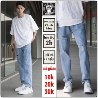 Quần jean baggy nam nữ unisex rách gối màu xanh nhạt hà nội hcm 0501 Pon.mens freeship hà nội hcm