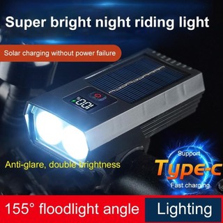 1200mah 400 Lumens Đèn trước xe đạp chạy bằng năng lượng mặt trời Công suất chống nước có thể sạc lại Màn hình USB P5N9