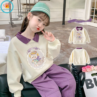 Áo thun IQ Angel Girls phong cách xuân thu ve áo màu tương phản Mềm mại và thân thiện với da