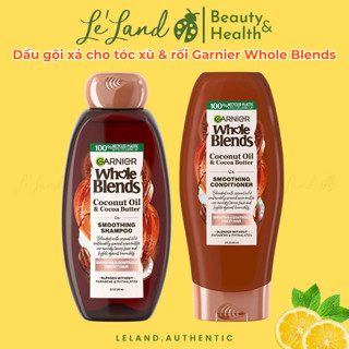 Dầu gội xả cho tóc xù & rối Garnier Whole Blends Coconut Oil & Cocoa Butter Smoothing Shampoo and Conditioner Set