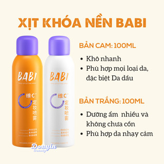 Babi - xịt khóa nền babi xịt cố định lớp trang điểm vitamin c dưỡng ẩm, lâu trôi, kiểm soát dầu, chống thấm nước 100ml