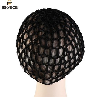Lưới tóc fuzou lưới, lưới dệt kim ngủ móc tóc, mũ tóc giả màu đen snood handmade chemo mũ ngủ turban