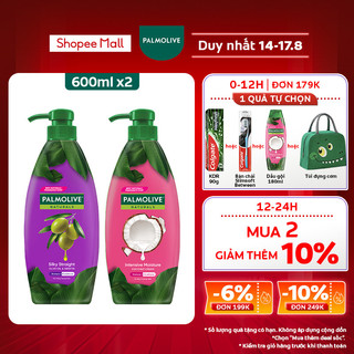 Bộ 2 Dầu gội Palmolive kèm xả 2-trong-1 chiết xuất Sữa dừa và Keratin kết hợp quả ô liu 600ml