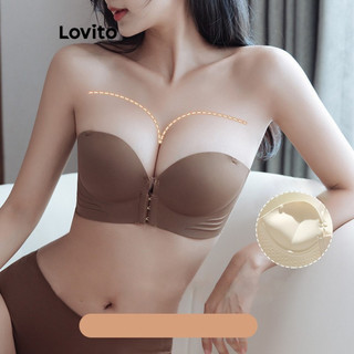 Lovito Áo Bralette có nút trơn phía trước thông thường dành cho nữ LNM66068