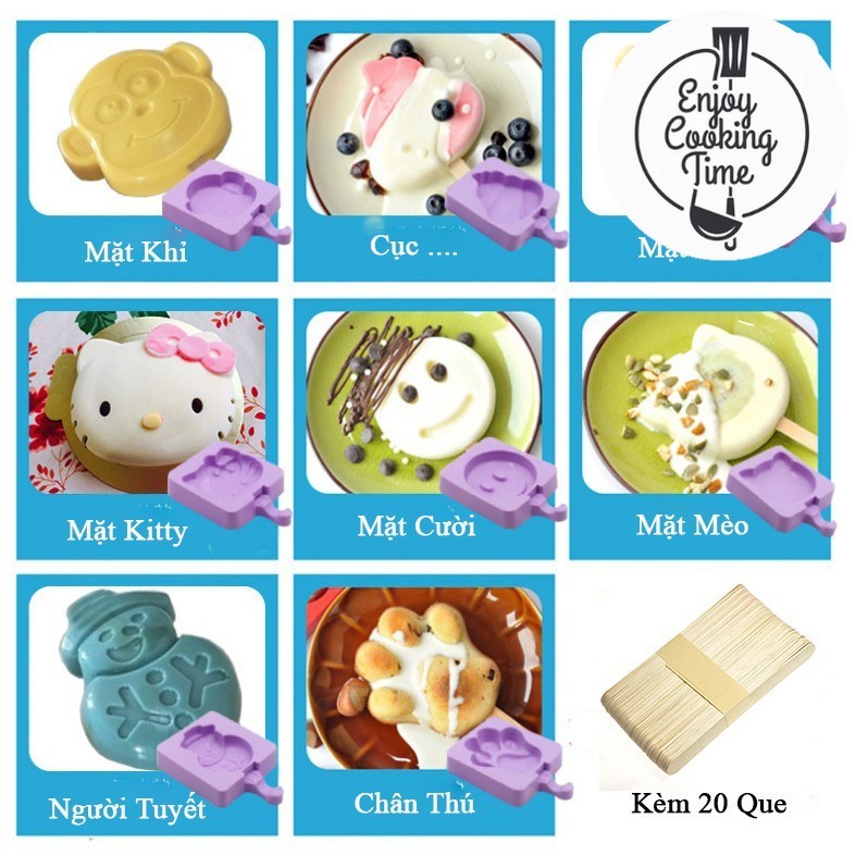 Khuôn silicon làm kem kèm que gỗ cakeshop hcm