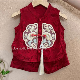   Bộ đồ không tay phong cách Trung Quốc  Bộ áo liền quần không tay kiểu dáng mỏng cho bé áo liền quần kiểu Trung Quốc Trăm ngày qua tháng 