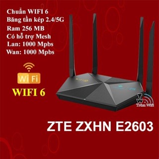    English   Bộ phát wifi Router wifi ZTE E2615   E2603   E1600 zxhn E2603,wifi 6,ax1800 wifi dual band   Qua sử dụng   