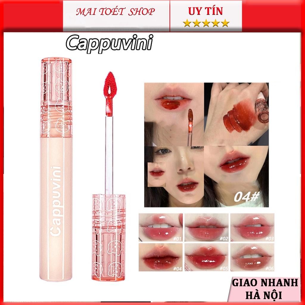 Son Bóng Cappuvini Gấu Hồng Tone Bóng Đỏ Trầm Nhiều Màu Lựa Chọn Son Nội Địa Trung