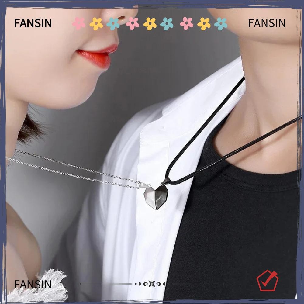 Vòng cổ nam châm hình trái tim cặp đôi FANSIN, Vòng cổ cặp đôi kết hợp trái tim đa năng, 2 Cái / bộ 