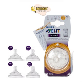 [Mẫu mới] Núm vú/ núm ty Avent Natural Silicone cho bé từ 0 tháng - 6M+ (1 set 2 núm)