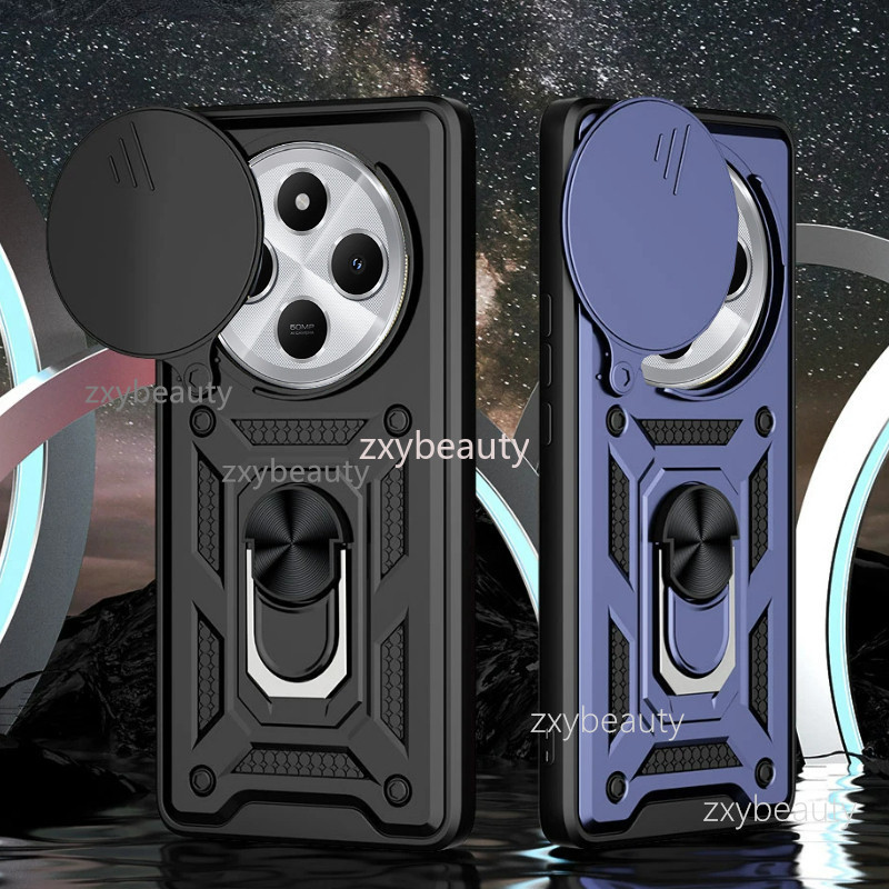 Redmi 14C 2024 Xiaomi POCO C75 4G 5G Vỏ Điện Thoại Có Giá Đỡ Vòng Từ Tính Cho Redmi14C POCOC75 Đẩy Kéo Camera Bảo Vệ