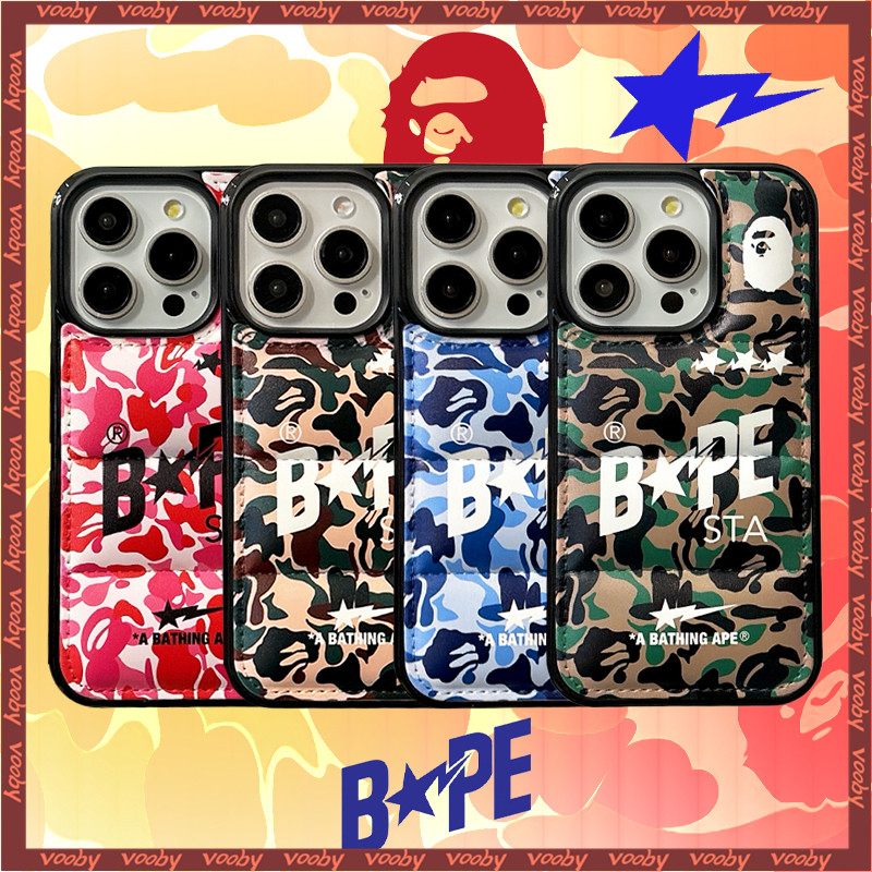 Bape classics ngụy trang APE STA nhãn Down jacket Vỏ điện thoại Thích hợp cho IPhone16 16Pro 16ProMa