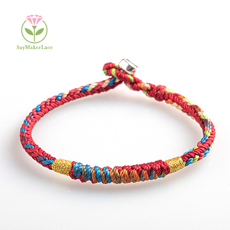 [Saymakerlace] Vòng tay Tây Tạng thủ công Chủ đề đầy màu sắc Tốt may mắn Vòng tay dây quyến rũ Vòng tay dành cho nữ Nút thắt Vòng tay ren đỏ | BigBuy360 - bigbuy360.vn