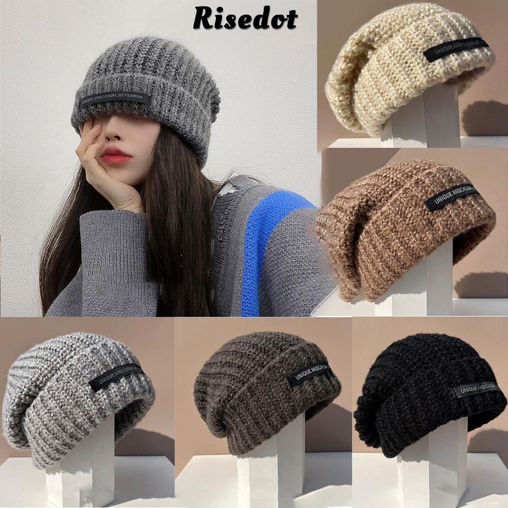 Mũ dệt kim, Mũ len ấm áp mùa đông mềm mại, Thời trang màu trơn thông thường Bonnet nam nữ