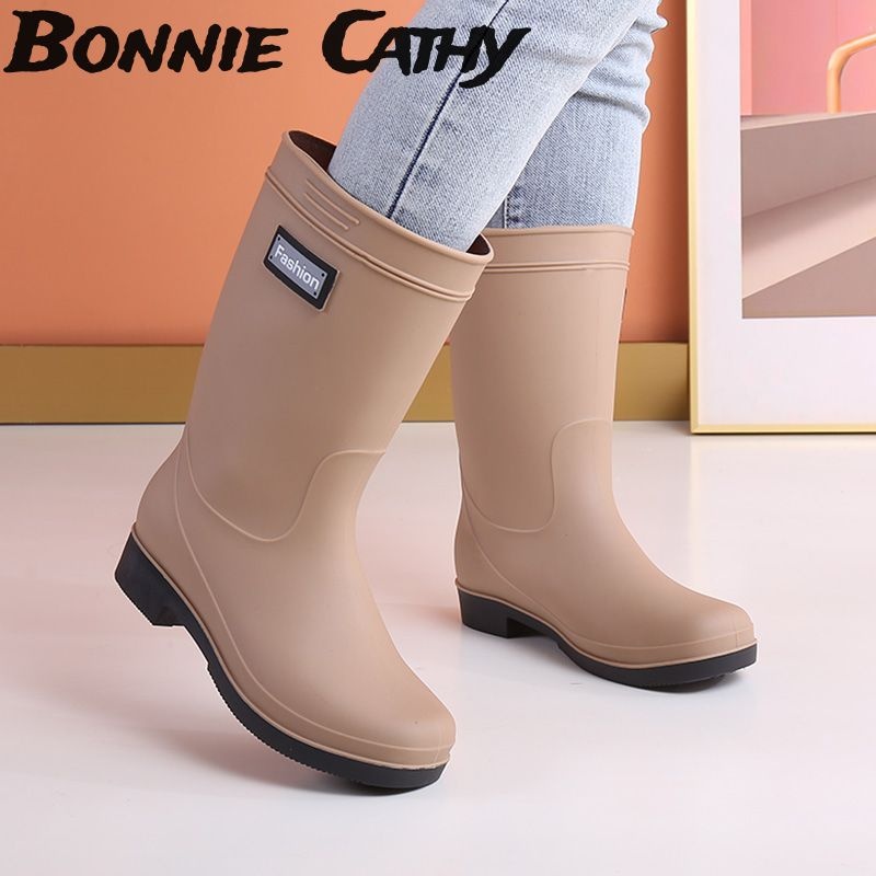  Giày bốt nữ Bonnie Cathy. Giày đi mưa bên ngoài chống trượt hoạt động ở ống giữa giày bốt nước nhẹ và chống mài mòn. Giày chống nước đế dày 