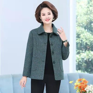  Áo khoác nữ Xuân Thu cho mẹ Áo khoác dài tay ngắn cho người trung niên và cao tuổi Áo khoác cỡ lớn thu đông mẫu mới 2022 