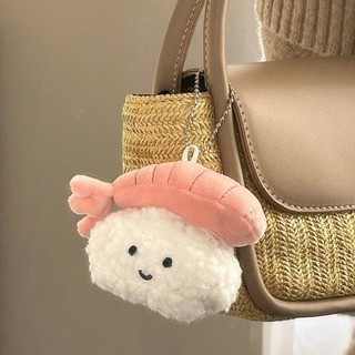Búp bê sang trọng dễ thương Sushi Tôm Móc khóa Móc khóa Vòng chìa khóa Mặt dây chuyền Phụ kiện làm quà tặng
