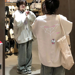 Áo nỉ dài tay xám tiêu nữ form rộng áo sweater thu đông áo khoác hello kitty y2k local brand Salute