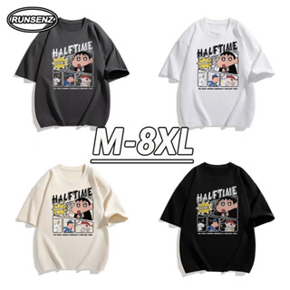 M-8xl Hoạt Hình Crayon Shin-chan Top Nam Plus Size Áo Sơ Mi Dáng Rộng Tay Ngắn Oversize Tee