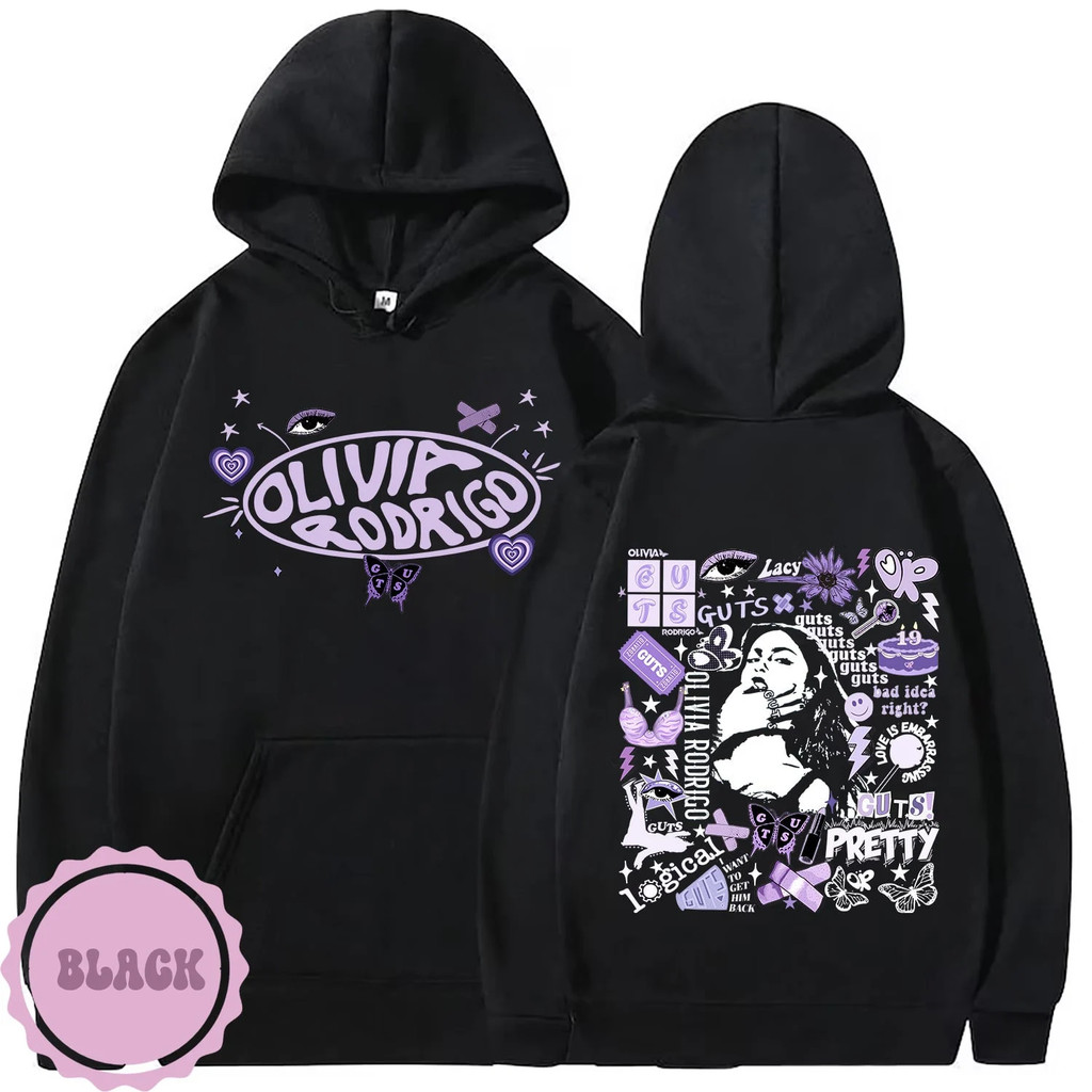 Olivia Rodrigo Guts Tour 2024 Áo Hoodie Unisex màu đen dành cho người hâm mộ