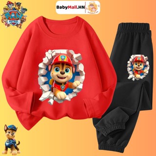 Bộ dài tay Chú Chó Cứu Hộ 3D cho bé BABYMALL, bộ quần áo thun dài tay thu đông bé trai chất cotton