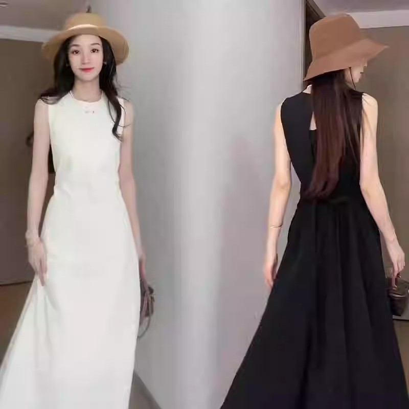 Váy trễ vai maxi Đầm dài cao cấp phong cách Pháp cho phụ nữ mùa hè thiết kế khong lưng khoét khong t